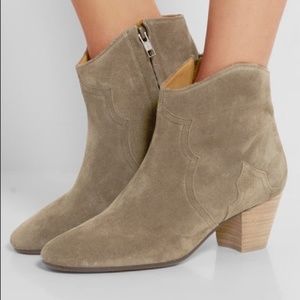 Isabel Marant Dicker Velvet Boots in Taupe